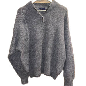 Nor'Wester by Pendleton Wool Blend Pullover Sweater Quarter Zip Layering Grey L